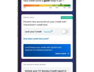 iPhone showing the credit lock toggle