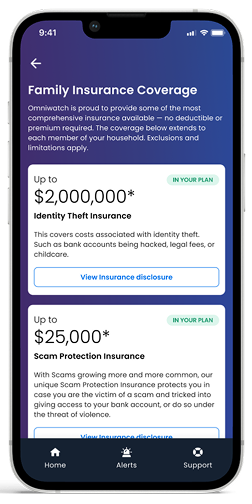 iPhone showing family insurance coverage