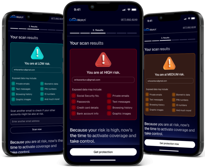 Dark web scan results